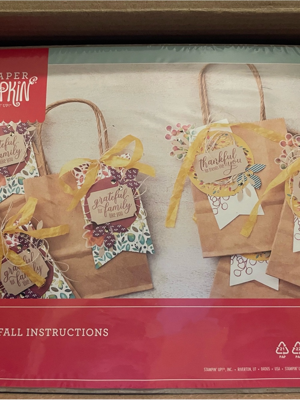 Stampin Up Paper Pumpkin August 2019-the Gift of Fall Gift Bag Set, New in Box